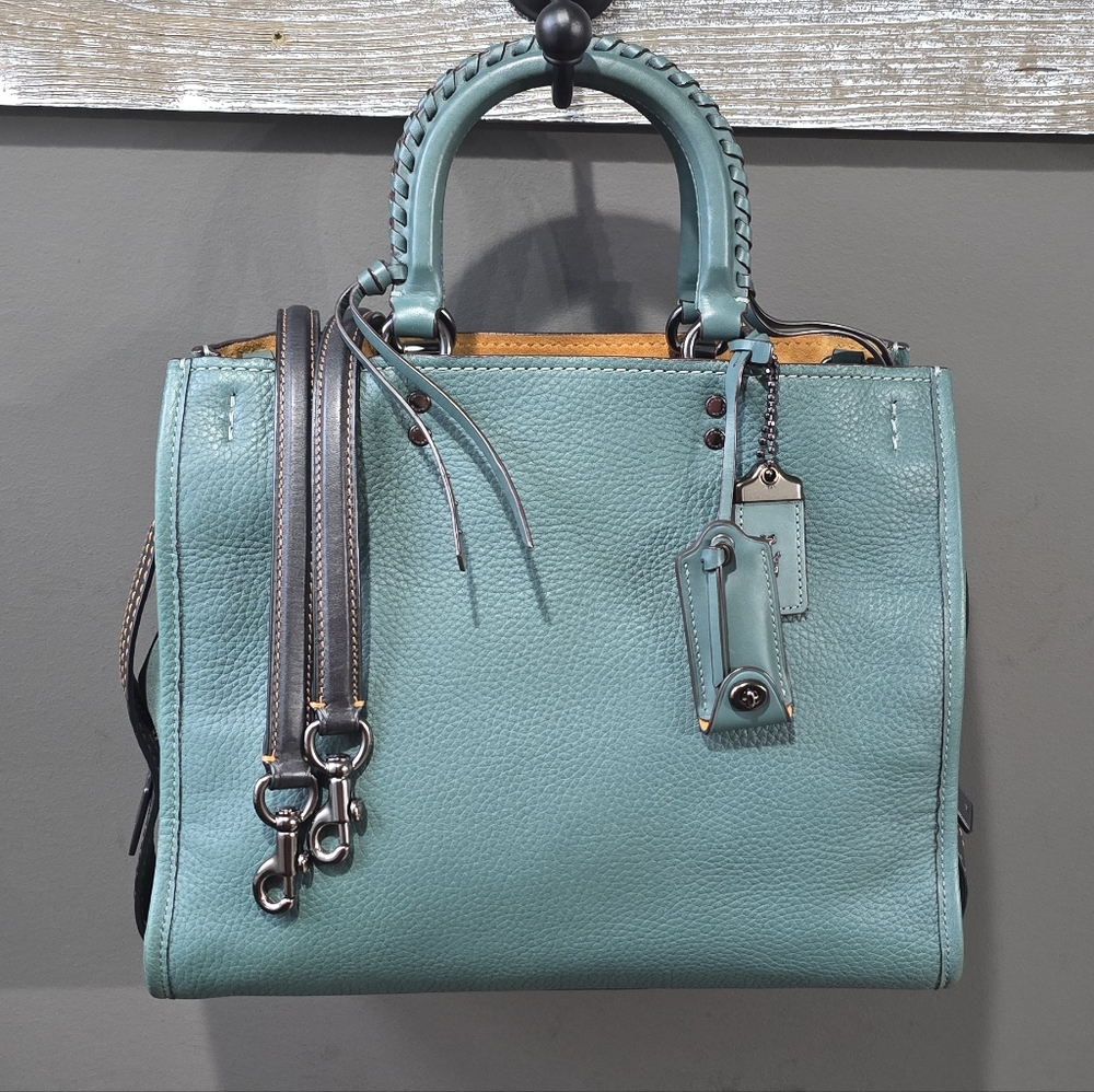 Coach 1941 Rogue 30- Whipstitched handles -Dark Turquoise Pebbled Leather